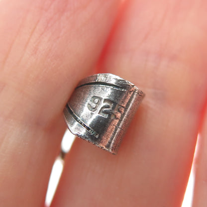 925 Sterling Silver Vintage Oval-Cut Red C Z Gemstone Oxidized Pendant