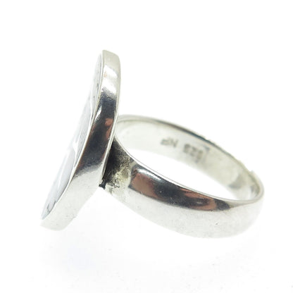 CHAPAL ZENRAY Sterling Silver Vintage Real Abalone Shell Modernist Ring Size 7