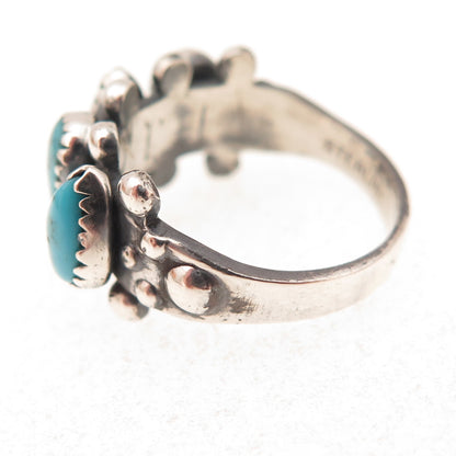 Old Pawn Sterling Silver Vintage Southwestern Turquoise Tribal Ring Size 4.75