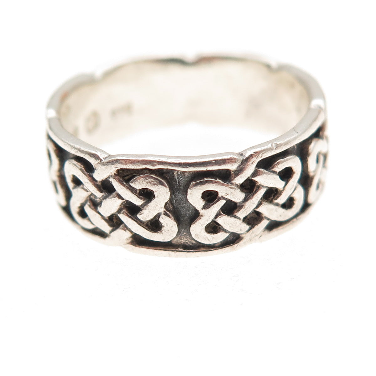 Peter Stone 925 Sterling Silver Vintage Celtic Knot Oxidized Band Ring Size 7.75
