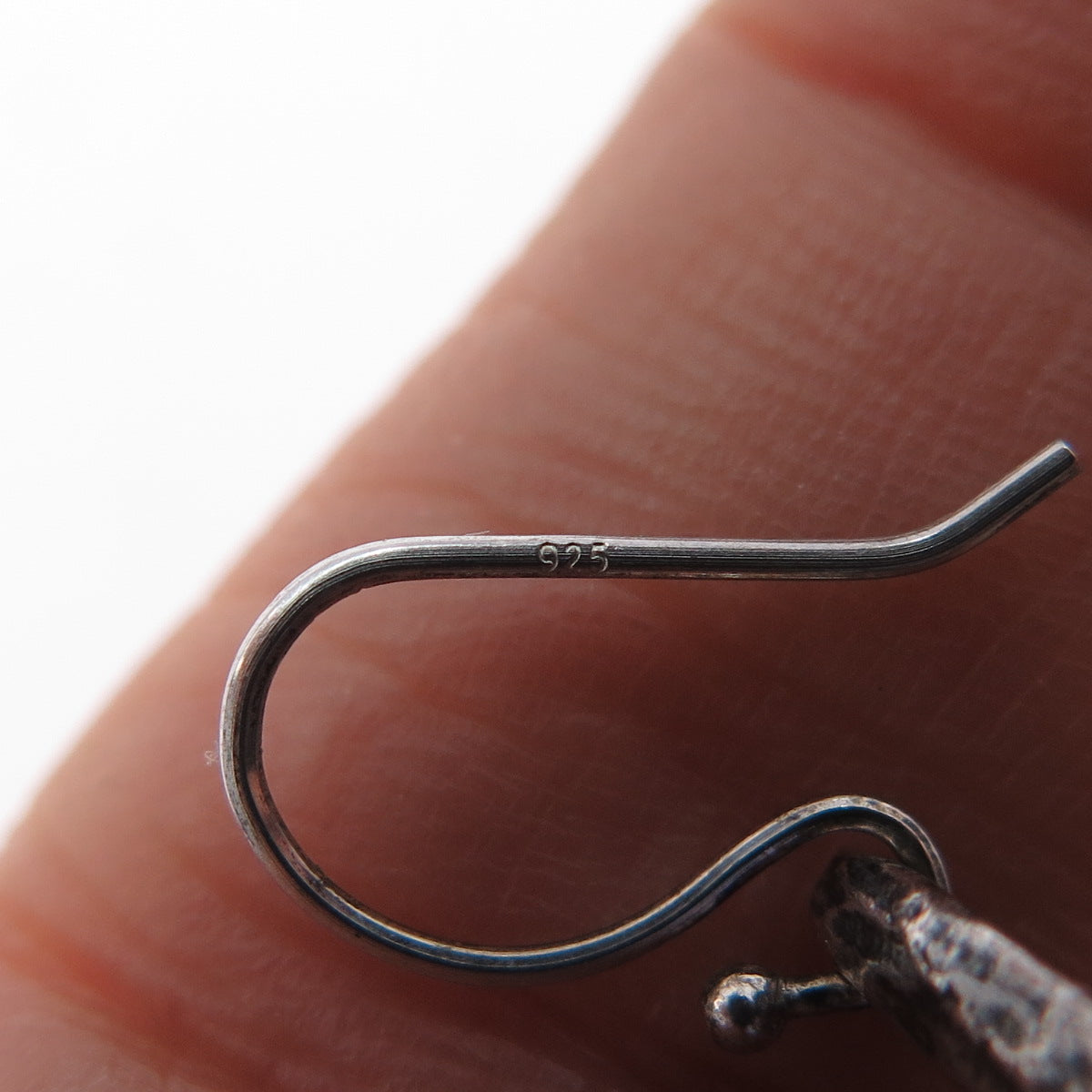 925 Sterling Silver Vintage Amethyst Modernist Zig Zag Oxidized Dangle Earrings