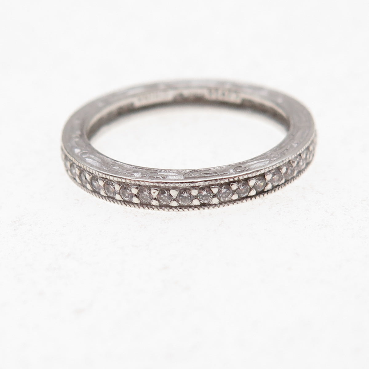 Tacori 925 Sterling Silver Round-Cut C Z Eternity Band Ring Size 6