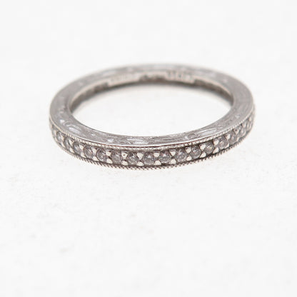 Tacori 925 Sterling Silver Round-Cut C Z Eternity Band Ring Size 6