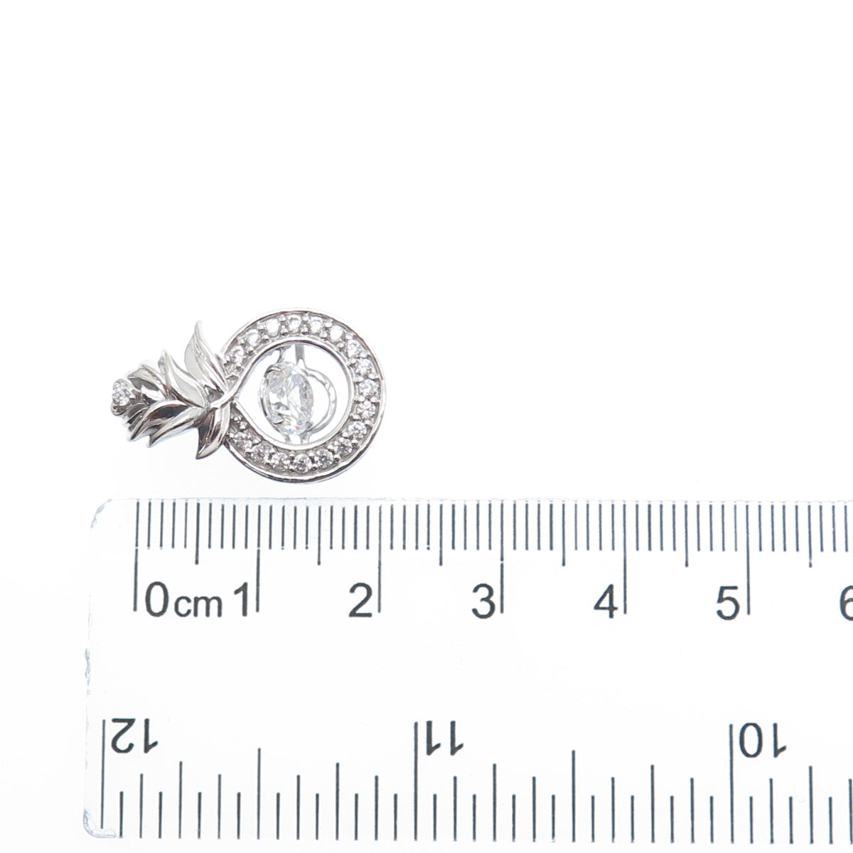 925 Sterling Silver Round-Cut C Z Rose Flower Minimalist Charm Slide Pendant
