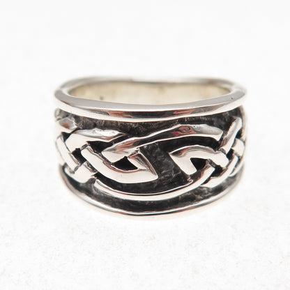 925 Sterling Silver Vintage Celtic Knot Oxidized Ring Size 5.75