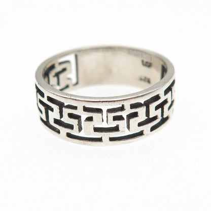 925 Sterling Silver Vintage Greek Maze Oxidized Band Ring Size 6.75