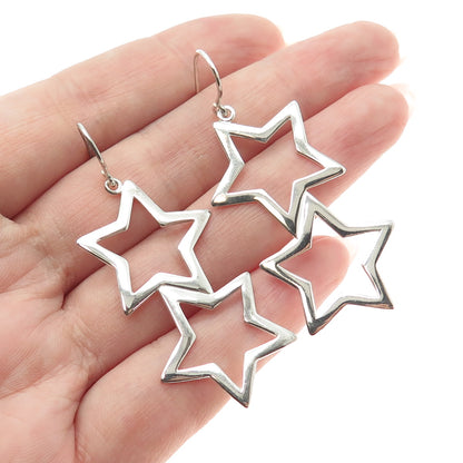 DEE BERKLEY JEWELRY 925 Sterling Silver Star Dangle Hook Earrings