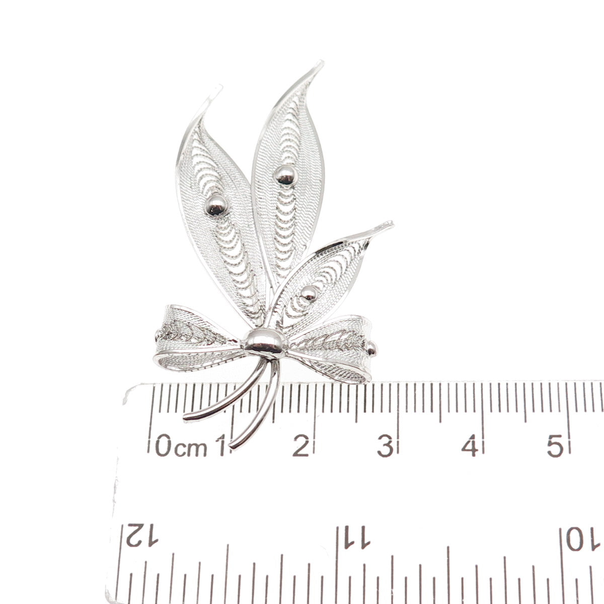 Sorrento 925 Sterling Silver Vintage Filigree Floral Box Pin Brooch