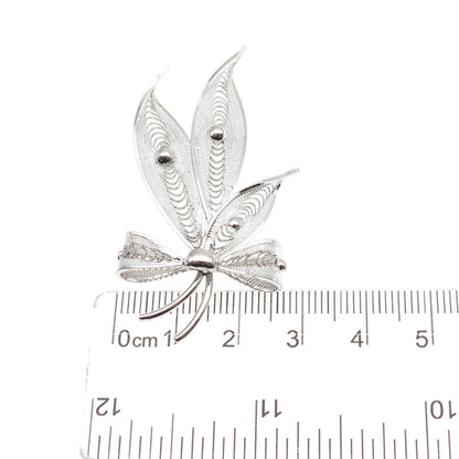 Sorrento 925 Sterling Silver Vintage Filigree Floral Box Pin Brooch