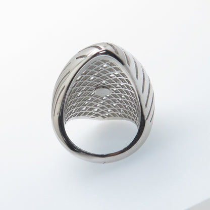 925 Sterling Silver Italy Modernist Rhombus Ribbed Dome Ring Size 8.5