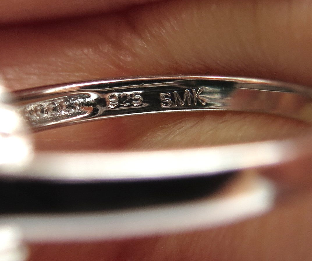 925 Sterling Silver Real Checkered Green Onyx Gem Ribbed Dome Ring Size 7