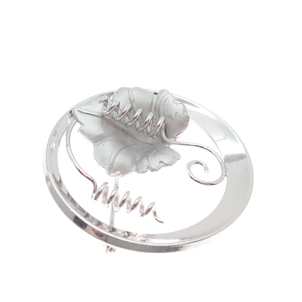 CURTIS CURTMAN 925 Sterling Silver Vintage Modernist Floral Pin Brooch
