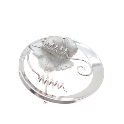 CURTIS CURTMAN 925 Sterling Silver Vintage Modernist Floral Pin Brooch