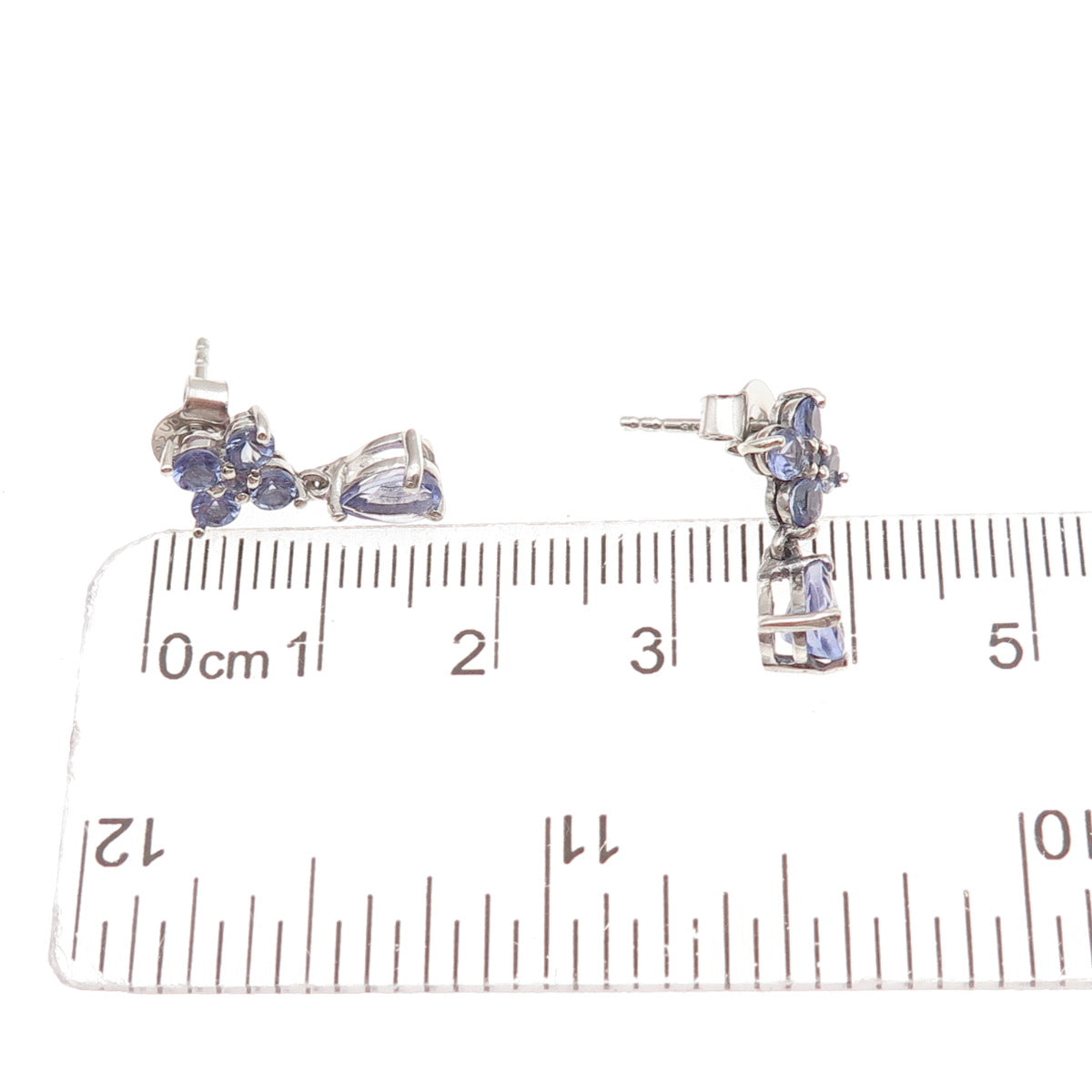 Chuck Clemency 925 Sterling Silver Real Round & Pear-Cut Tanzanite Earrings
