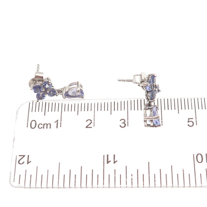Chuck Clemency 925 Sterling Silver Real Round & Pear-Cut Tanzanite Earrings