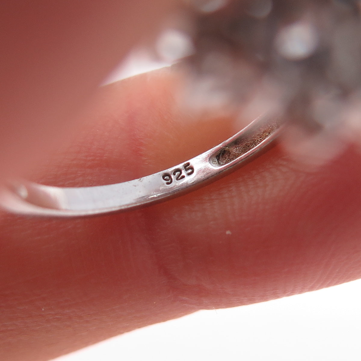 925 Sterling Silver Real Sapphire & White Topaz Bohemian Ring Size 7