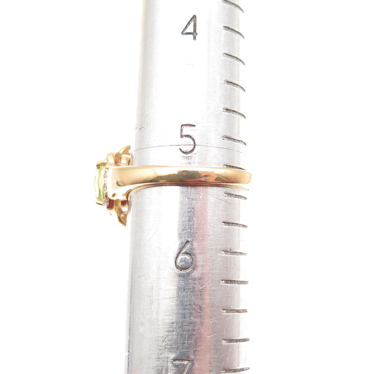 DSMK 925 Sterling Silver Gold Plated Real Citrine Topaz & Peridot Ring Size 5.5