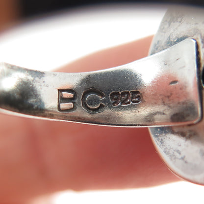 BC Silver Ned Bowman Sterling Vintage Mystic Quartz Beaded Oxidized Ring Size 8