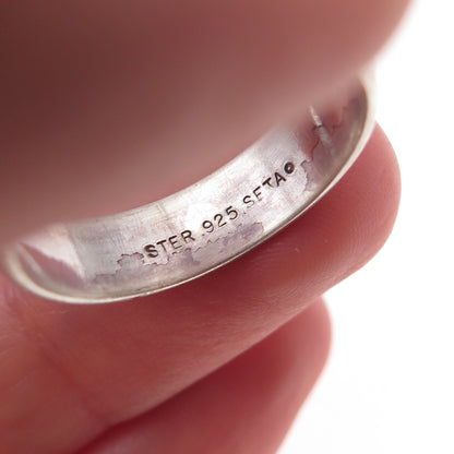 Seta 925 Sterling Silver Vintage Wedding Oxidized Band Ring Size 10.25