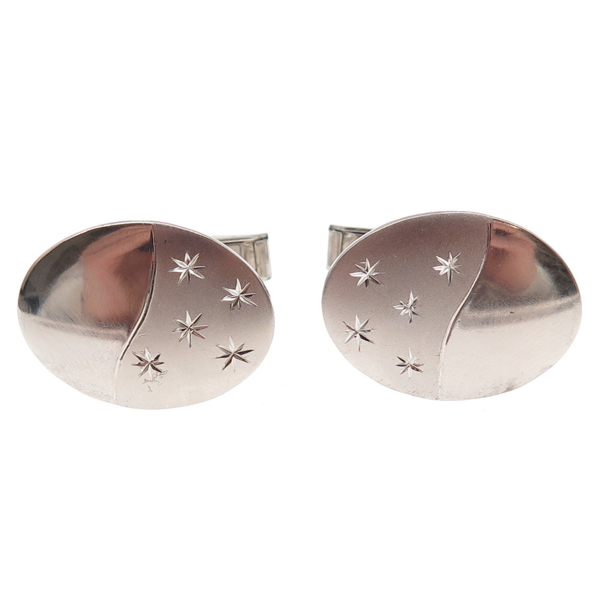 925 Sterling Silver Vintage T2 Starburst Oval Cufflinks