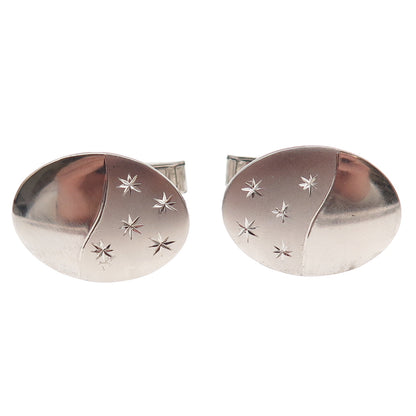 925 Sterling Silver Vintage T2 Starburst Oval Cufflinks