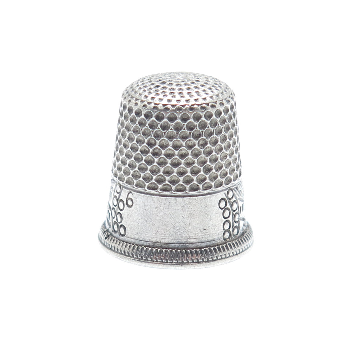 925 Sterling Silver Antique Art Deco Oxidized Thimble Size 6
