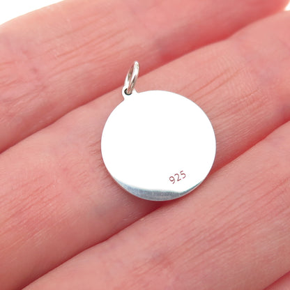 925 Sterling Silver Turquoise Enamel It's a Boy Round Tag Mini Charm Pendant