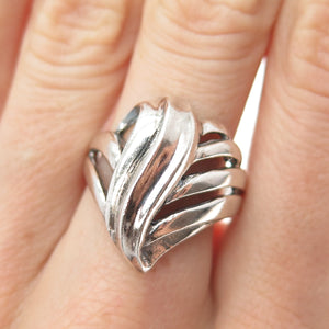 925 Sterling Silver Vintage Modernist Oxidized Ring Size 8.25