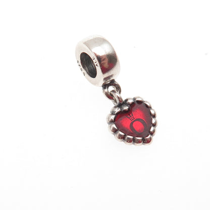 Pandora 925 Sterling Silver Red Enamel Forever Heart Dangle Charm