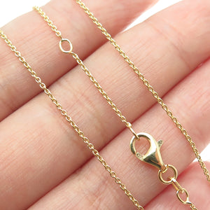 925 Sterling Silver Gold Plated Italy Cable Chain Necklace 15-16"