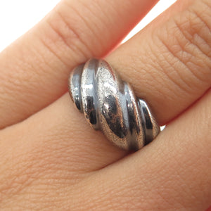 925 Sterling Silver Vintage Italy Modernist Oxidized Ring Size 6.5