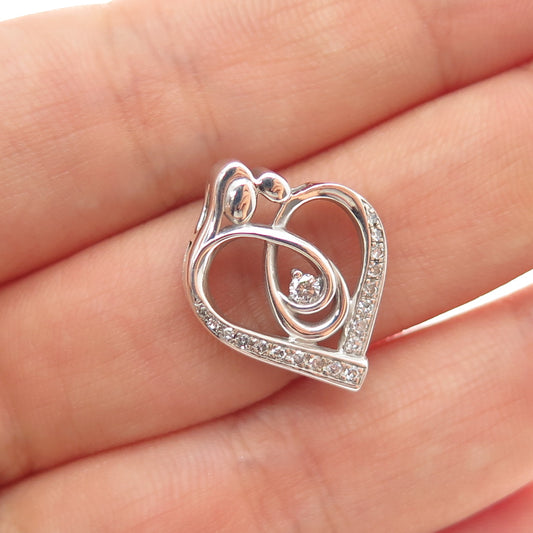 KENDRA SCOTT Sterling Silver Real Diamond Mom & Child Heart Mini Slide Pendant