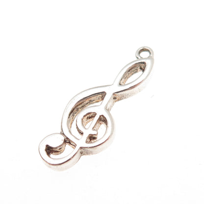 Cellini 925 Sterling Silver Vintage Treble Clef Charm Pendant