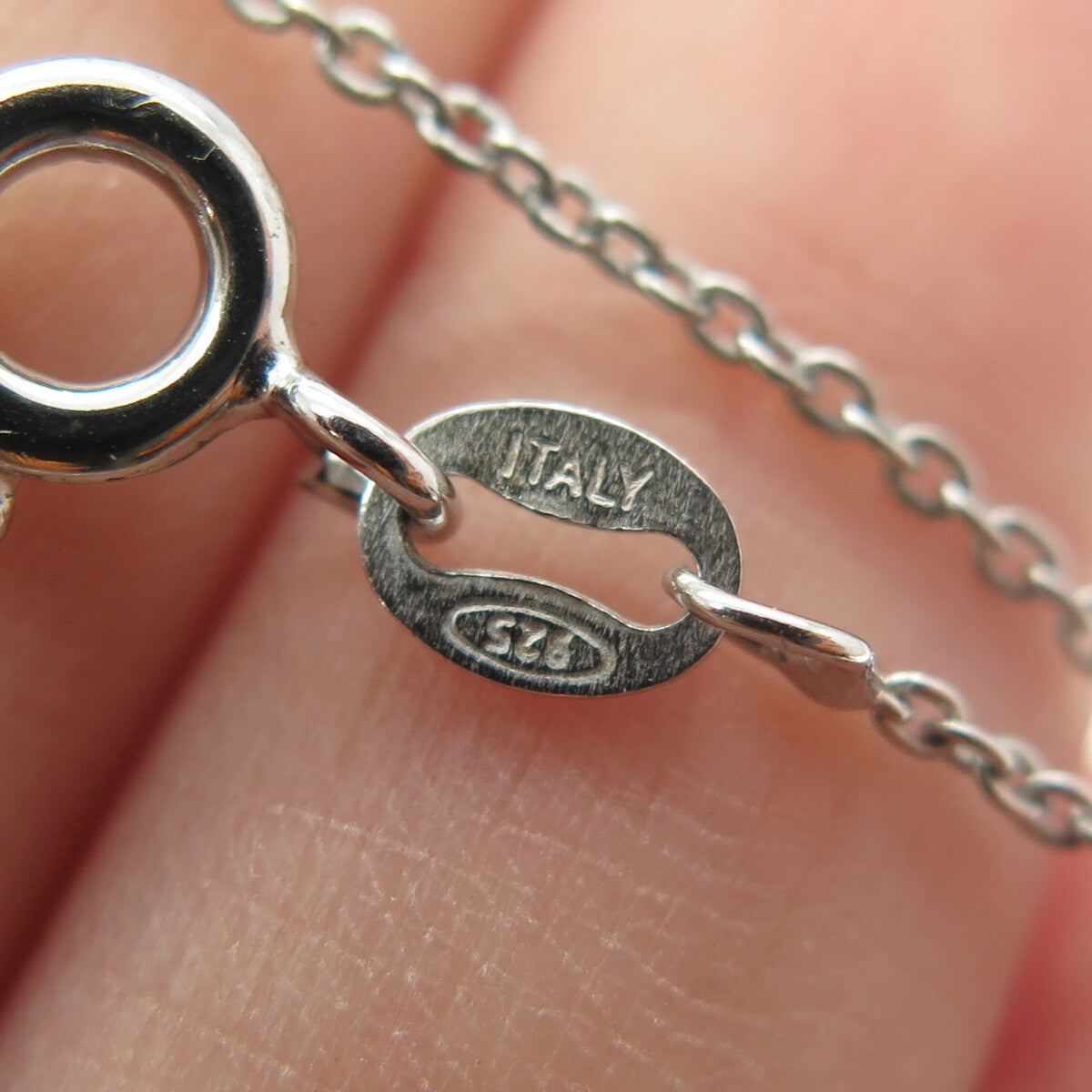 925 Sterling Silver Italy Round-Cut C Z Heart Cable Chain Necklace 16"