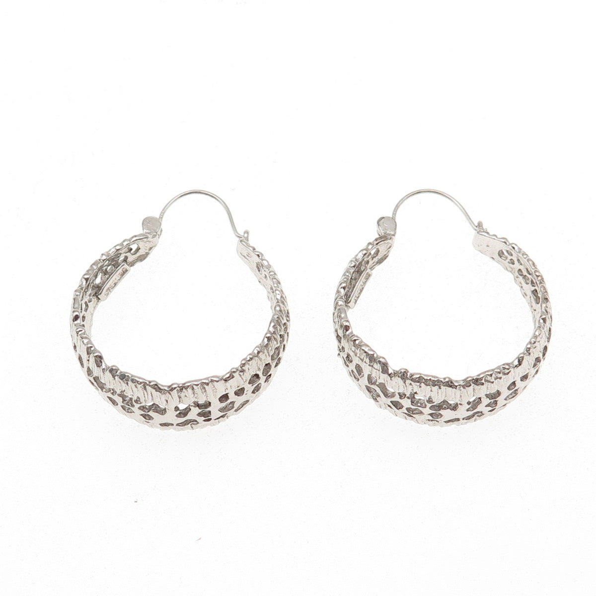 925 Sterling Silver Vintage Modernist Hoop Earrings