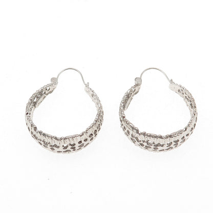 925 Sterling Silver Vintage Modernist Hoop Earrings