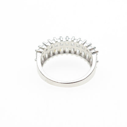 925 Sterling Silver Emerald-Cut C Z Half Eternity Ring Size 6