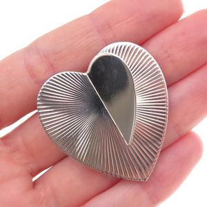 925 Sterling Silver Vintage EDI Modernist Heart Pin Brooch