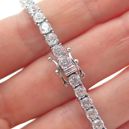 925 Sterling Silver Round-Cut C Z Tennis Link Bracelet 7.25"