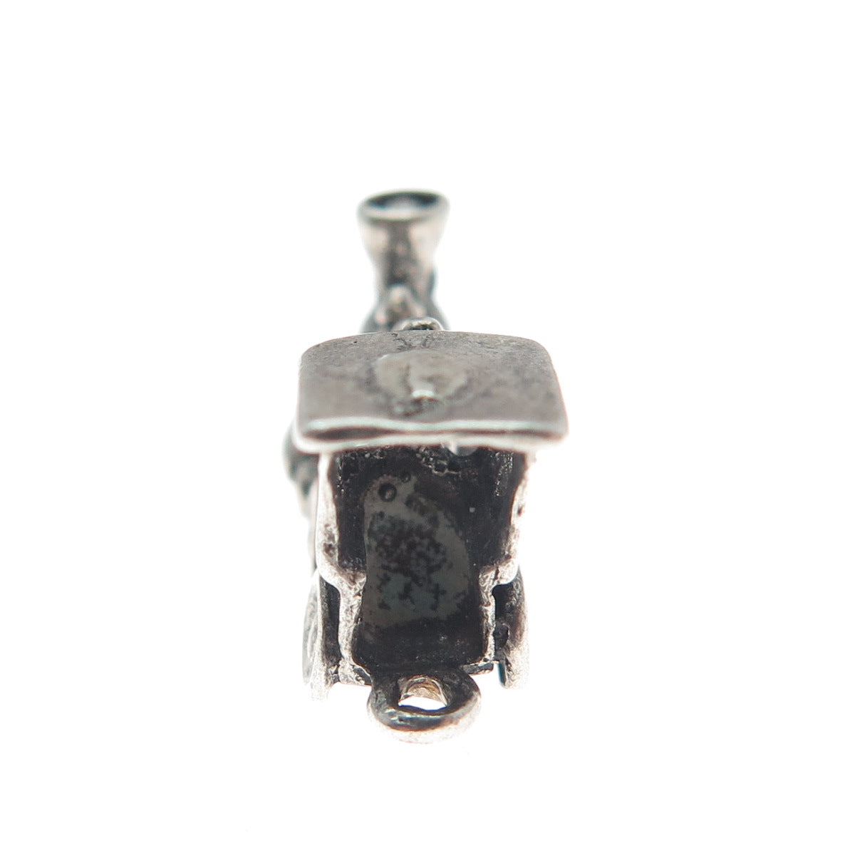 925 Sterling Silver Vintage Steam Train 3D Oxidized Pendant