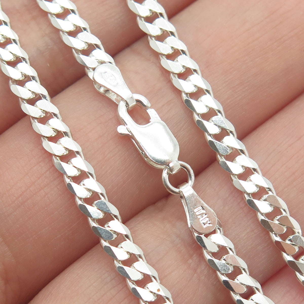 925 Sterling Silver Italy Cuban Chain Necklace 16"