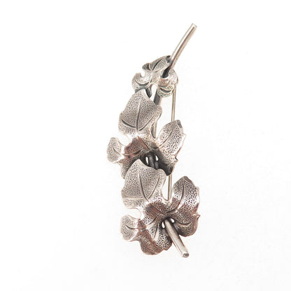 Beau 925 Sterling Silver Antique Art Deco Floral Oxidized Pin Brooch