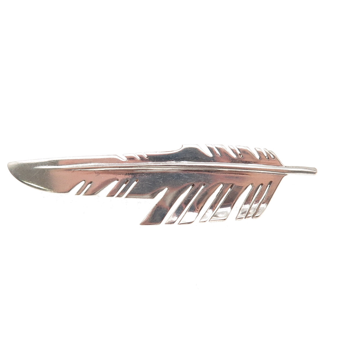 Old Pawn 925 Sterling Silver Vintage Southwestern Feather Pin Brooch / Pendant