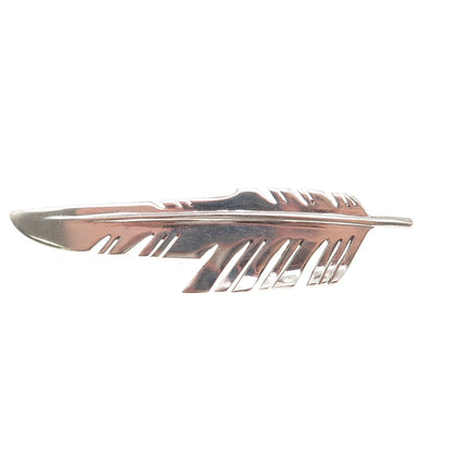 Old Pawn 925 Sterling Silver Vintage Southwestern Feather Pin Brooch / Pendant