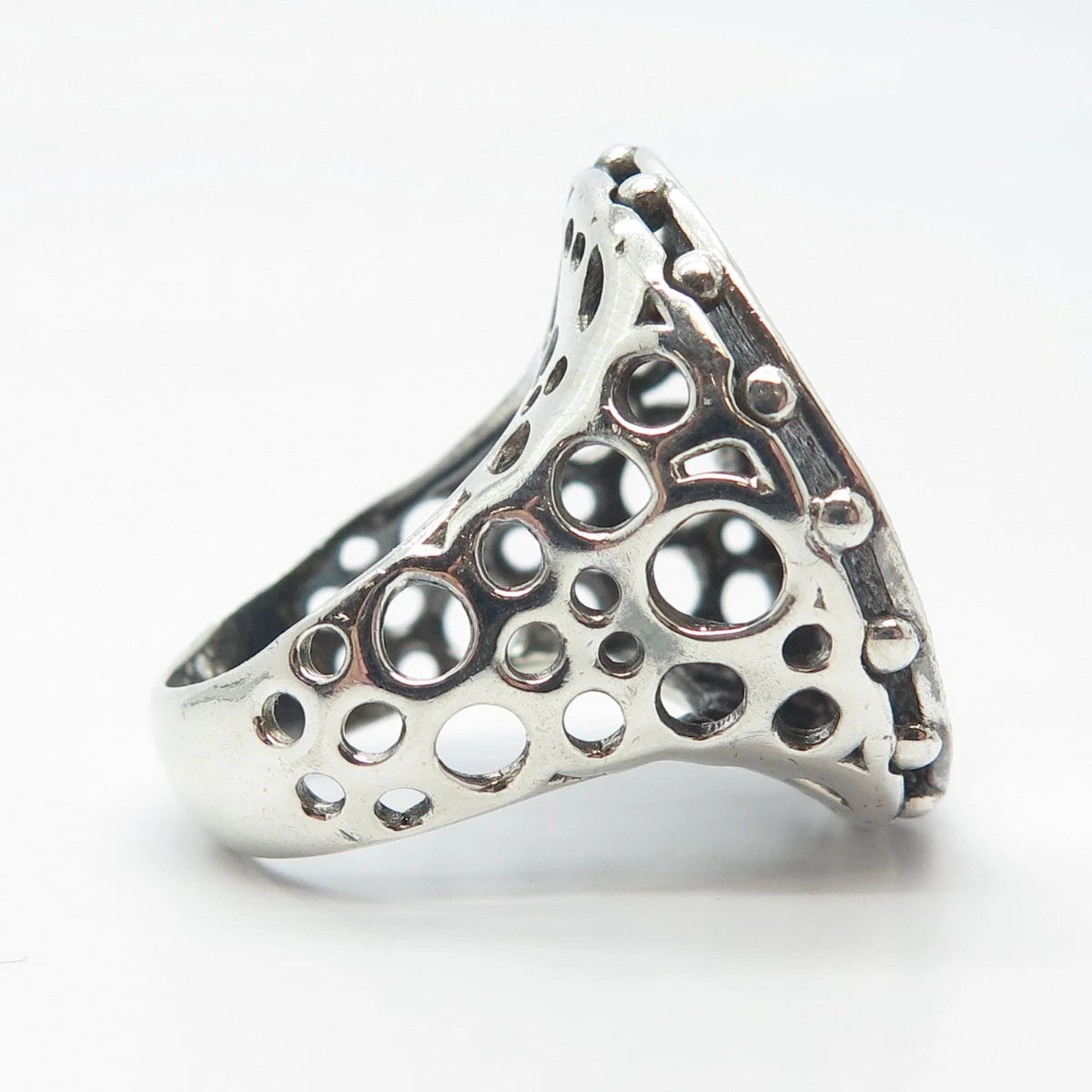 925 Sterling Silver Vintage Italy Satin Finish Oval Signet Ring Size 6