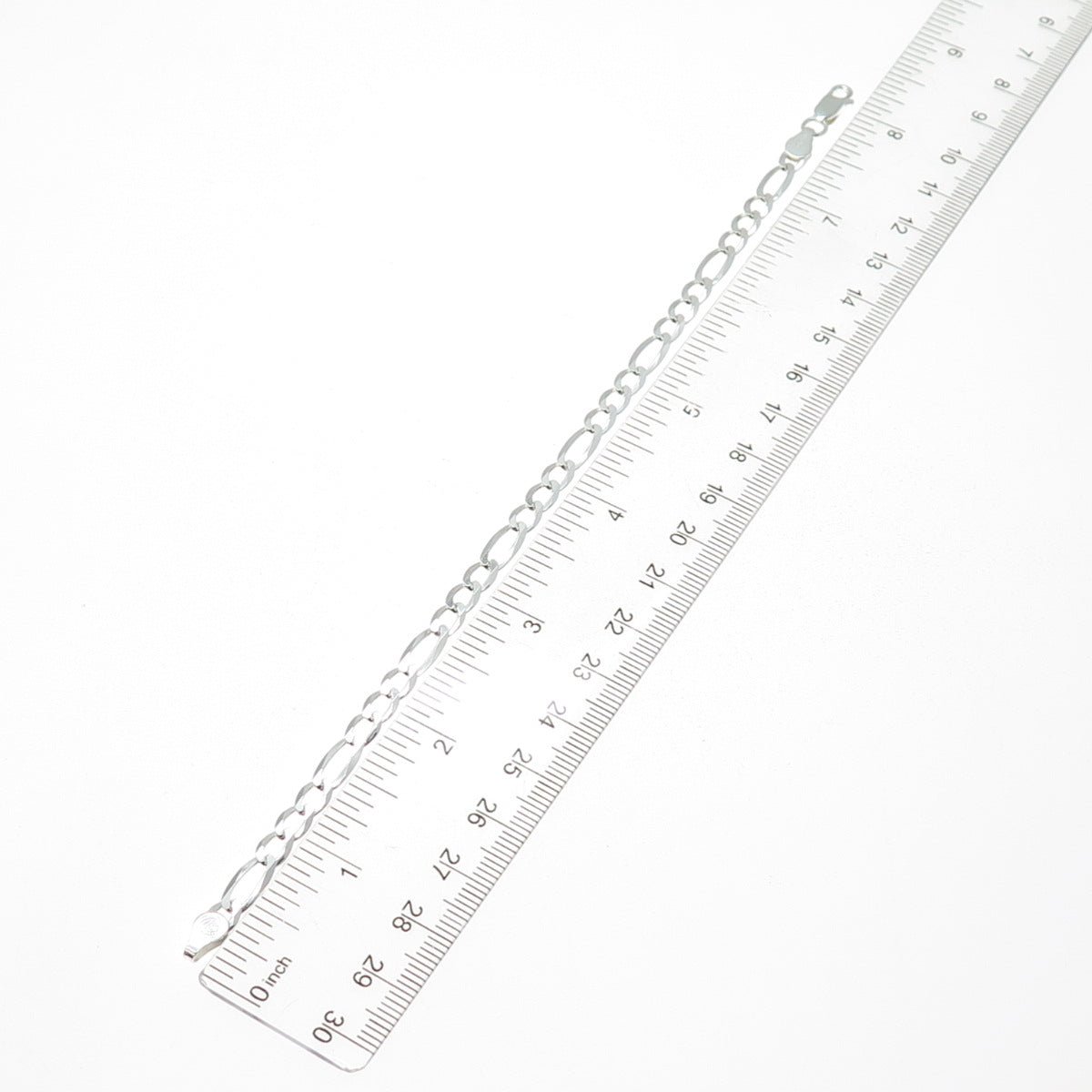 925 Sterling Silver Vintage Italy Figaro Link Bracelet 8"