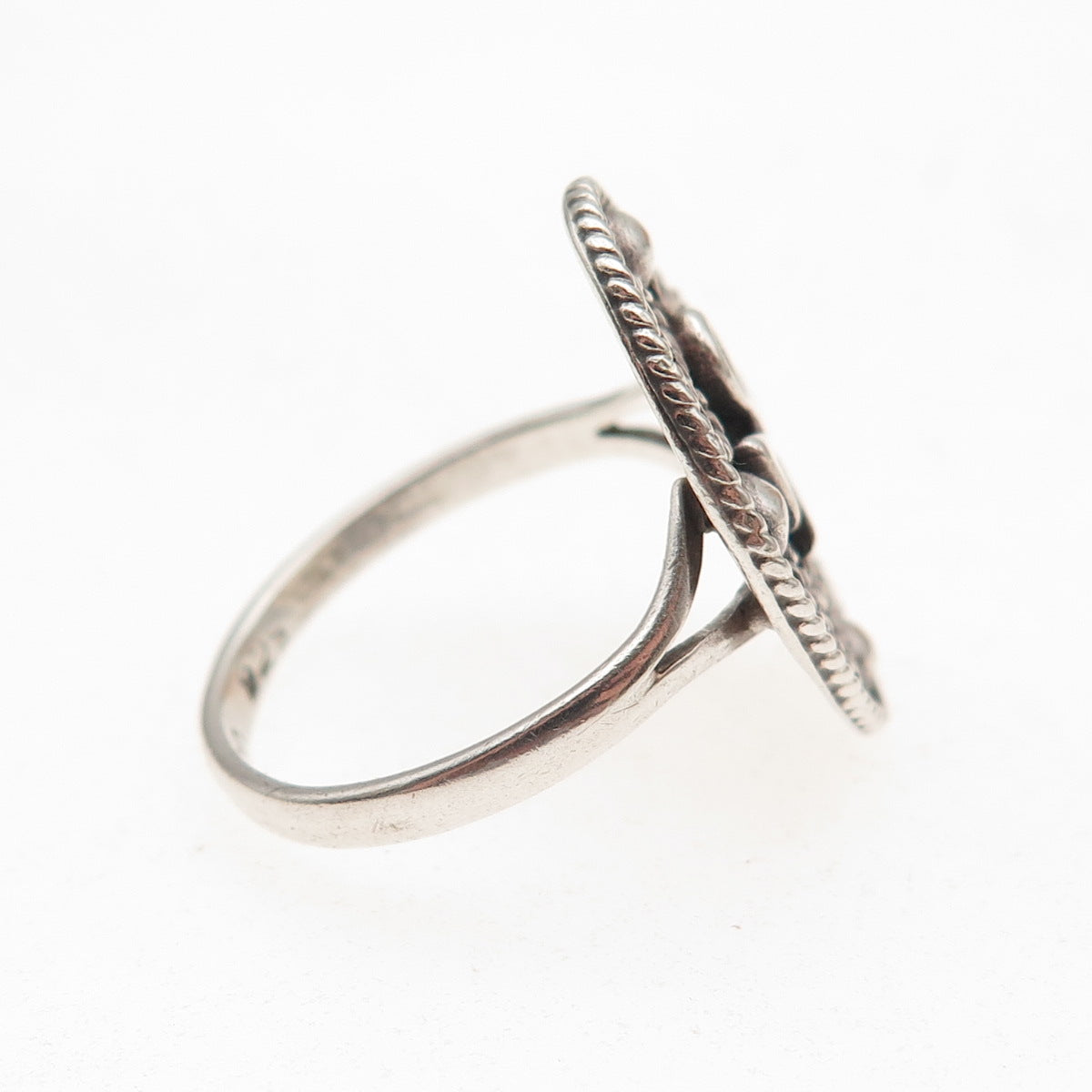 925 Sterling Silver Vintage Mexico Egyptian Ankh Oxidized Ring Size 8