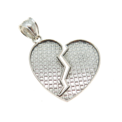 925 Sterling Silver Broken Heart Charm Pendant