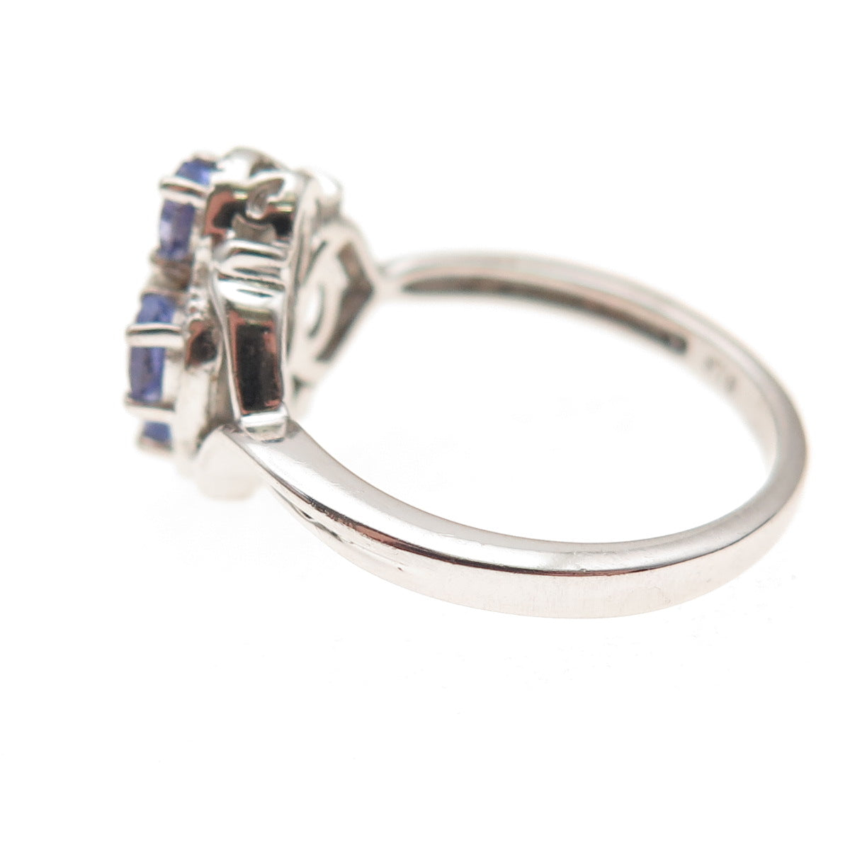Chuck Clemency 925 Sterling Silver Real Oval-Cut Tanzanite Cross Ring Size 8.25
