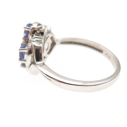 Chuck Clemency 925 Sterling Silver Real Oval-Cut Tanzanite Cross Ring Size 8.25